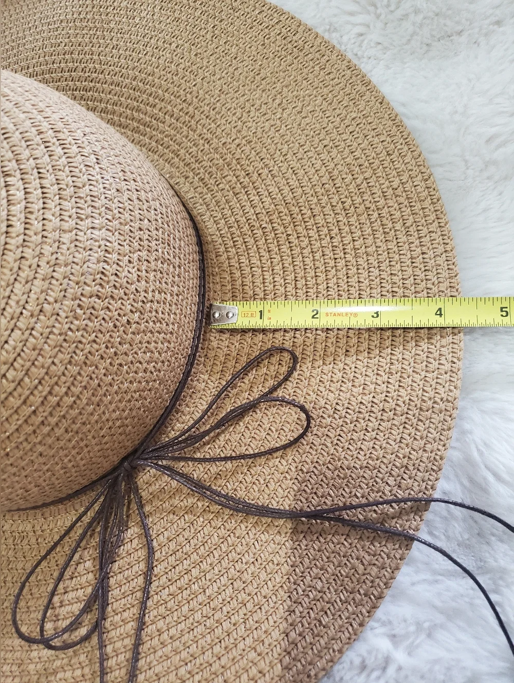 Women's Wide Brim Tan Straw Sun Hat Size 57cm NWOT